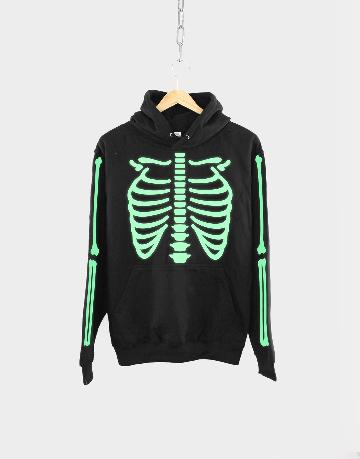 Halloween Skeleton Bones Hoodie - Adult X Ray Costume Sleeve Print Sweatshirt