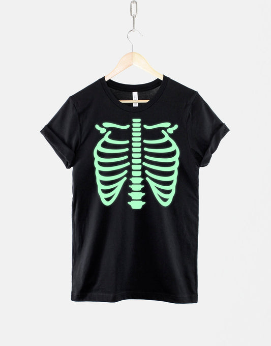 Kids Glow In The Dark Skeleton T-Shirt - Childrens Halloween Shirt Costume