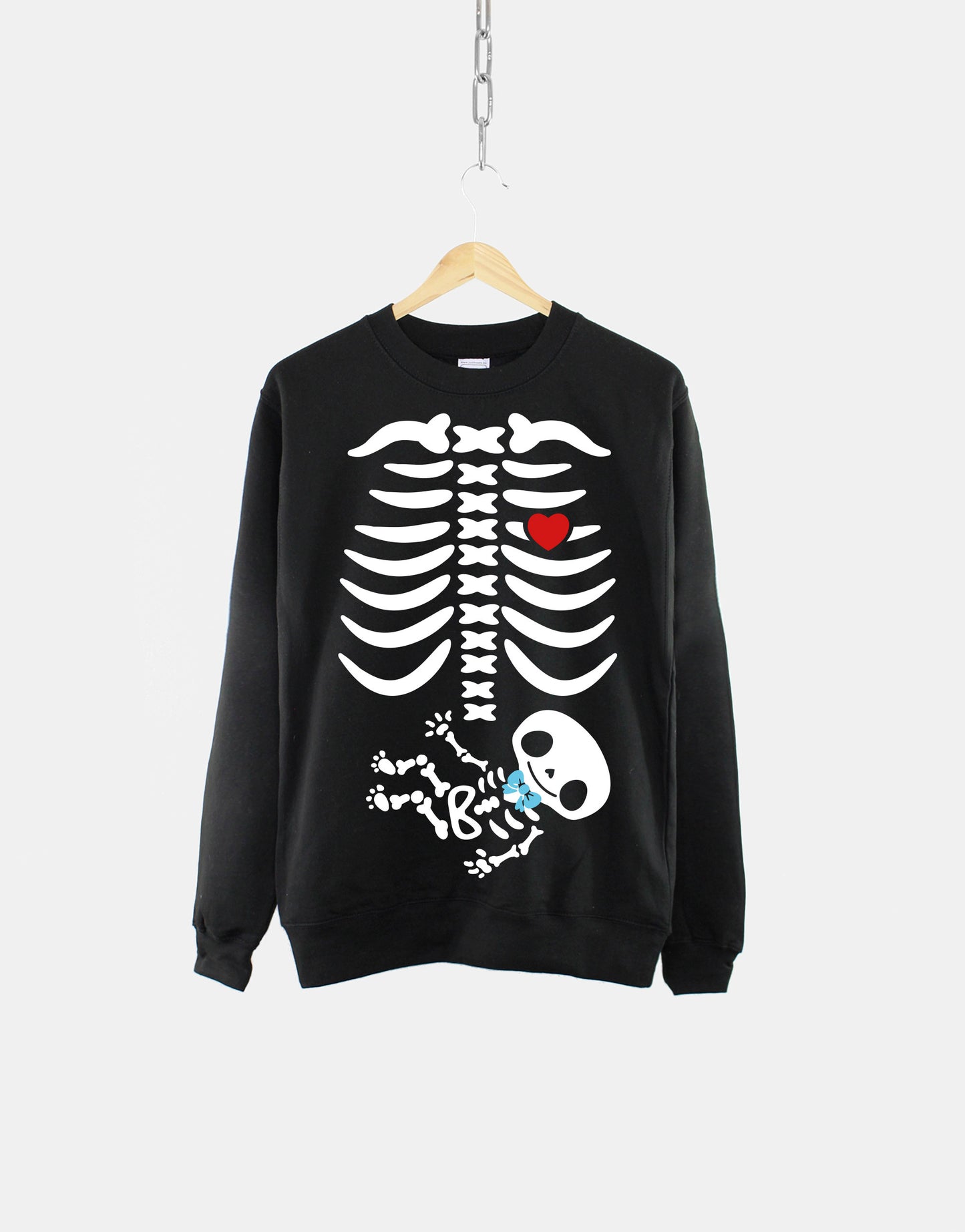 Halloween Pregnancy Sweatshirt - Maternity Pregnant Halloween Skeleton Shirt