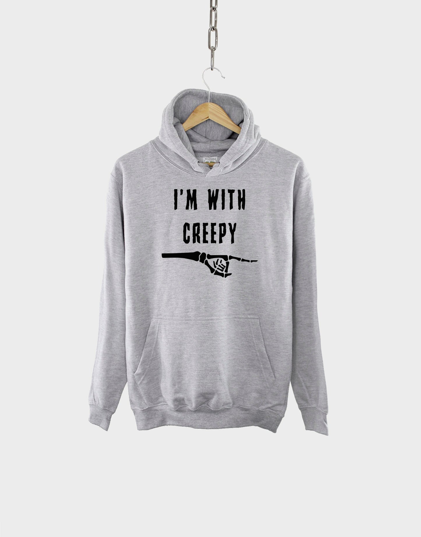 I'm With Creepy Skeleton Hand Hoodie - Black Goth Hoody Sweatshirt