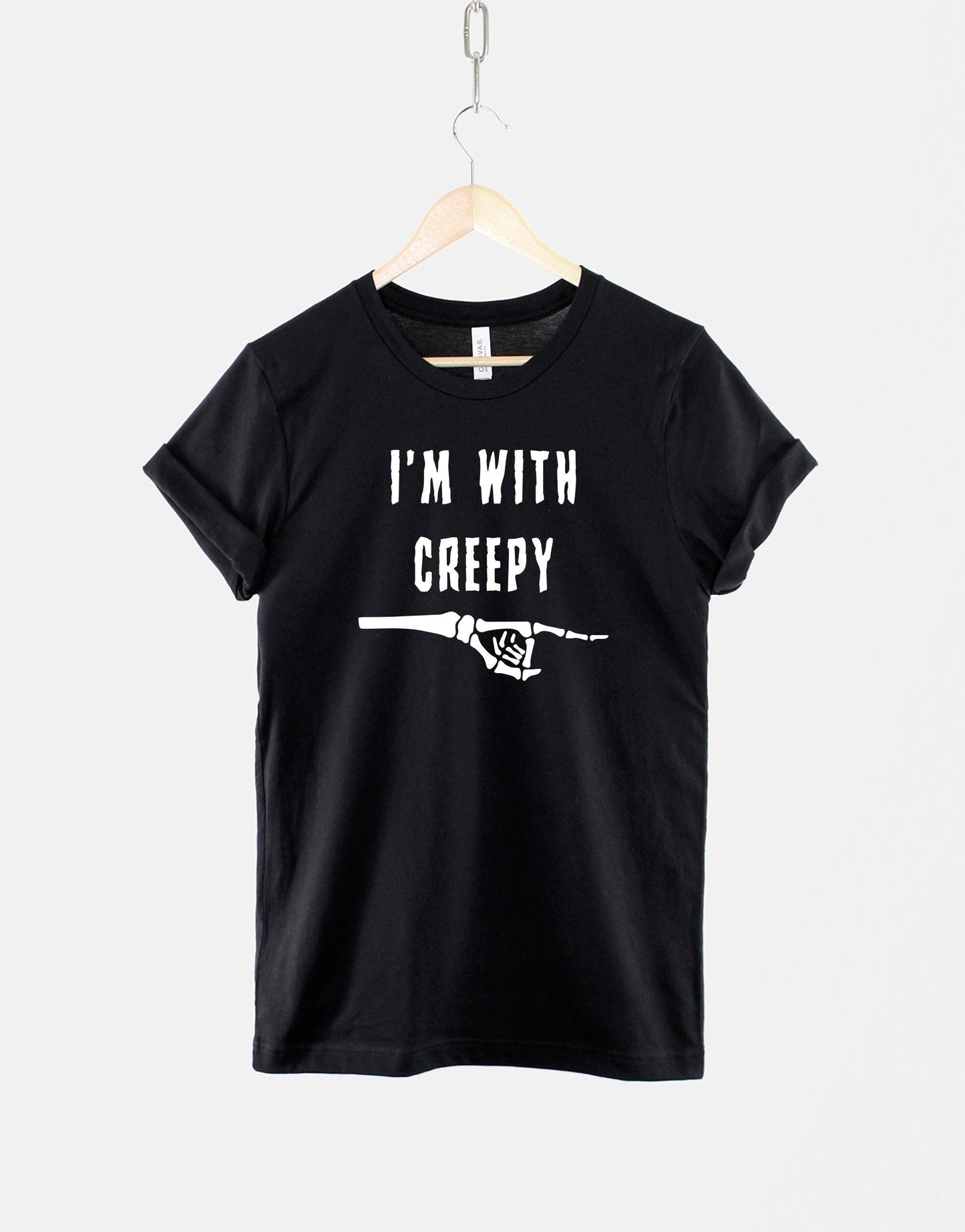 Couples Halloween Shirts - His And Hers Matching Halloween T-Shirt For Couples - Halloween T-Shirts - I'm With Creepy T-Shirt Set