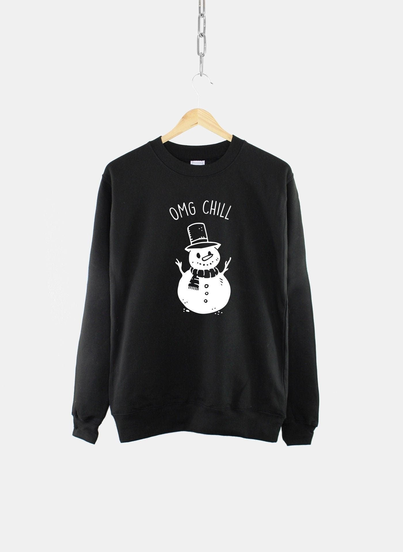 Snowman Christmas Slogan Sweatshirt - OMG Chill Sweater