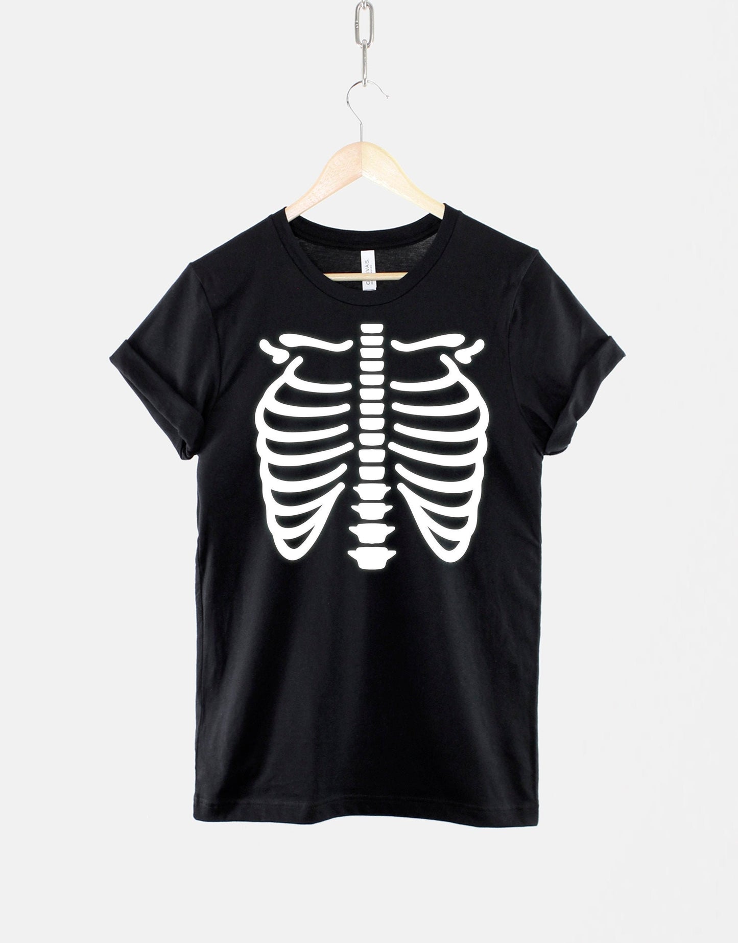 Glow In The Dark Halloween Skeleton Rib Cage Shirt