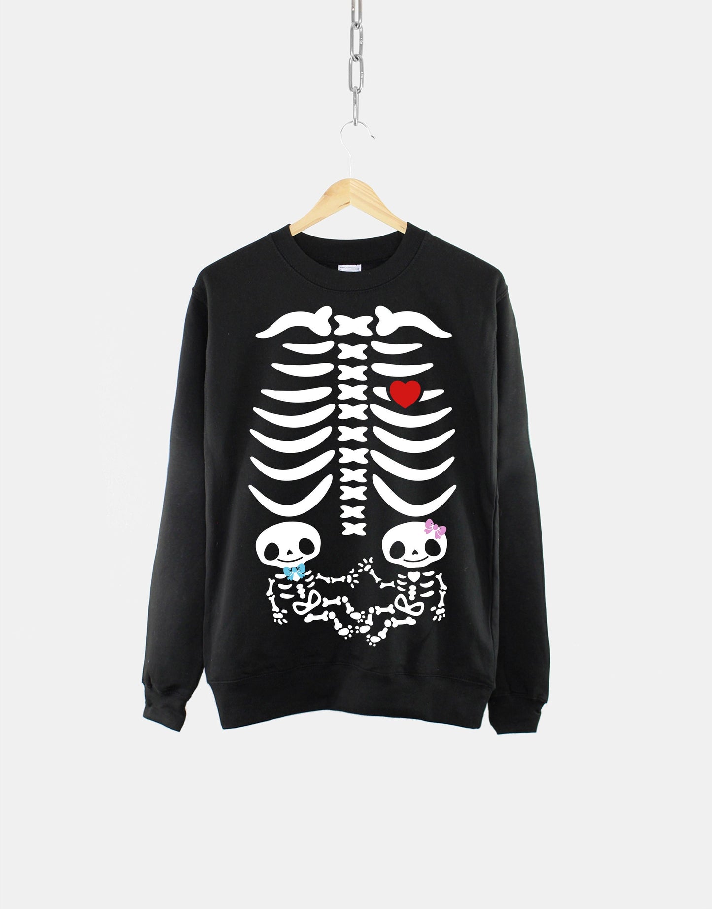 Halloween Pregnancy Sweatshirt - Maternity Pregnant Halloween Skeleton Shirt