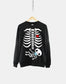 Twin Pregnancy Announcement - Halloween Twins Maternity Sweatshirt With Pregnant Skeleton Xray