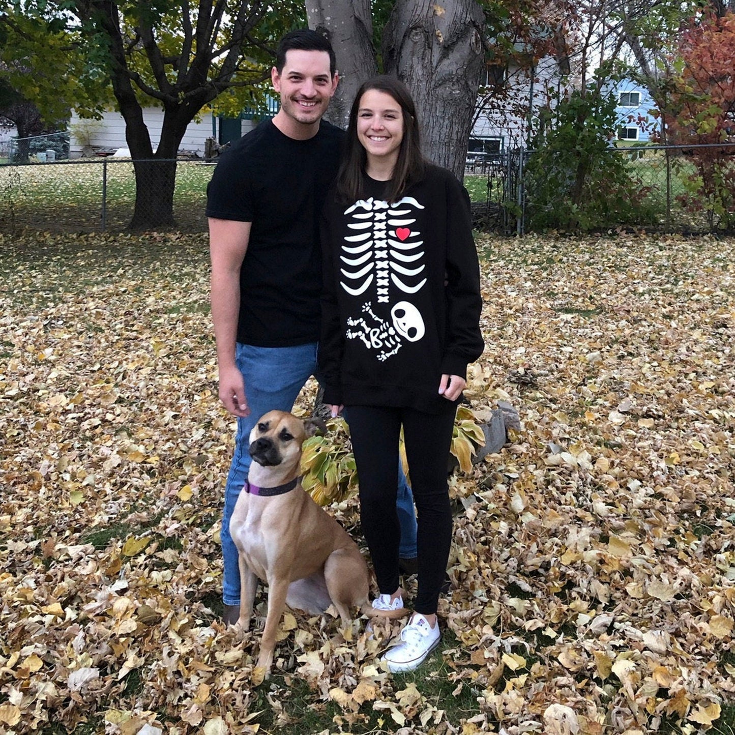 Halloween Pregnancy Sweatshirt - Maternity Pregnant Halloween Skeleton Shirt