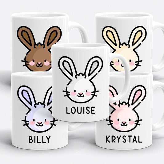 Rabbit Mug - Personalised Rabbit Coffee Mug - Easter Bunny Mug With Personalized Name - Easter Gifts For Kids