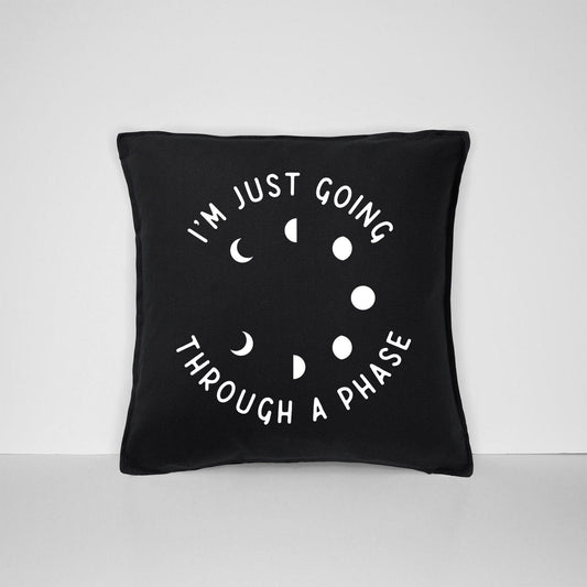 I'm Just Going Through A Phase Throw Pillow - Black Gothic Celestial Moon Home Decor