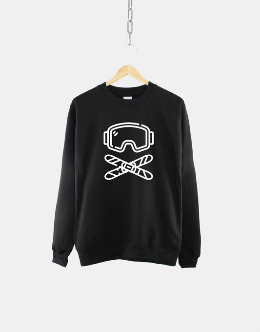 Skiing Sweatshirt - Ski Goggles And Skis Crewneck Sweat Shirt