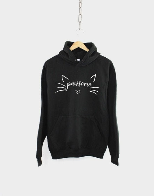 Cat Hoodie - Pawsome Sweater - Cat Ears Sweatshirt- Crazy Cat Lady - Cat Lover Gift