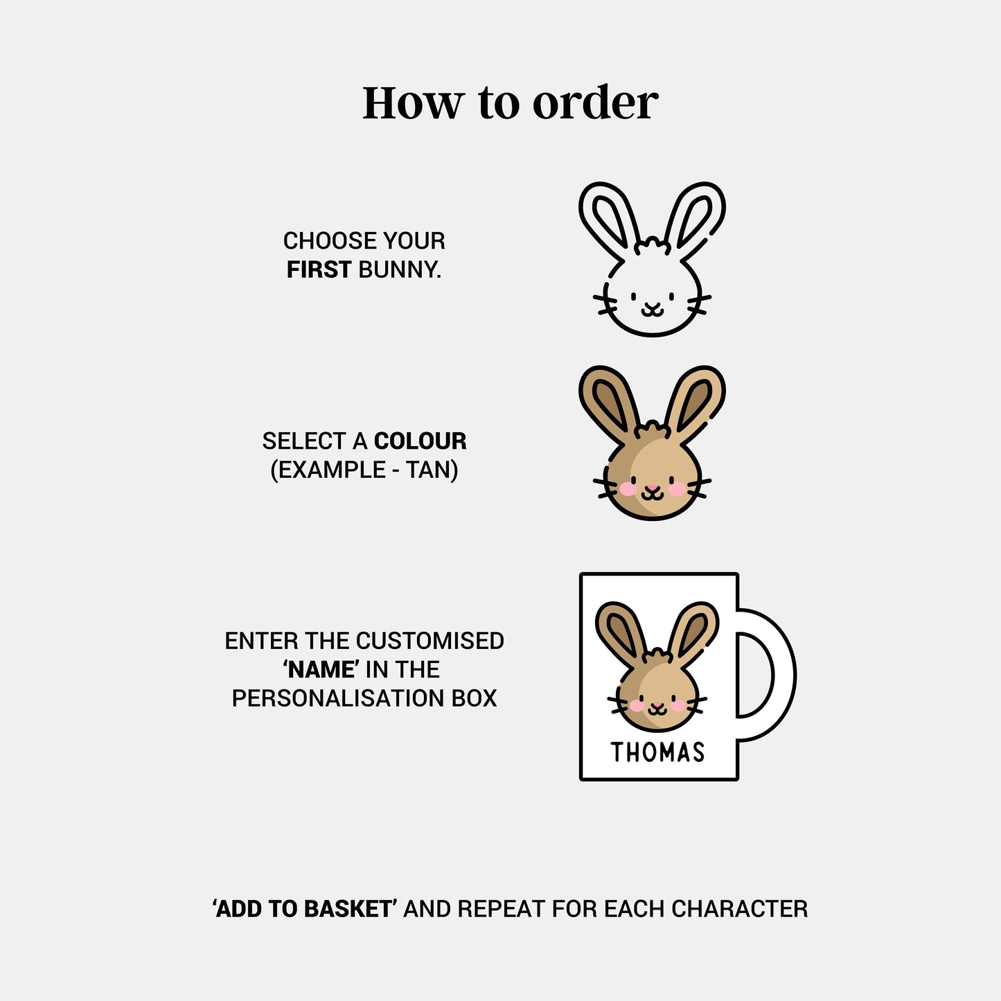 Rabbit Mug - Personalised Rabbit Coffee Mug - Easter Bunny Mug With Personalized Name - Easter Gifts For Kids