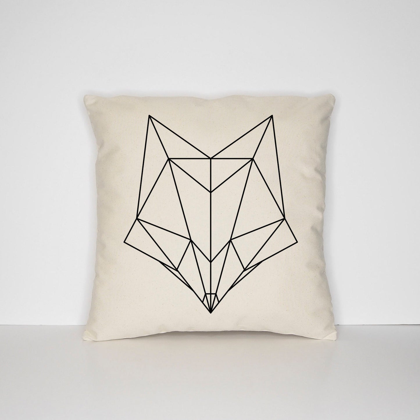 Geometric Fox Head Pillow - Geometric Wild Animal Art Cushion