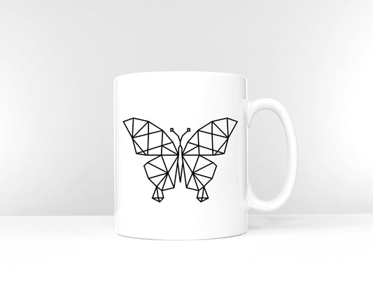 Geometric Butterfly Mug - Butterflies Wildlife Gift - Geometric Print Coffee Mug