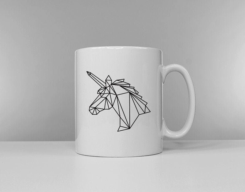 Geometric Unicorn Head Mug - Unicorns - Geometric Print Coffee Mug - Unicorn Gifts - Geometric Animal Art - Animal Coffee Mugs - Coffee Cup