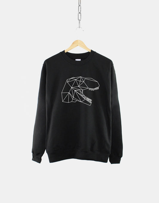 Geometric T-Rex Sweatshirt - Geometric Tyrannosaurus Rex Dinosaur Print Jumper