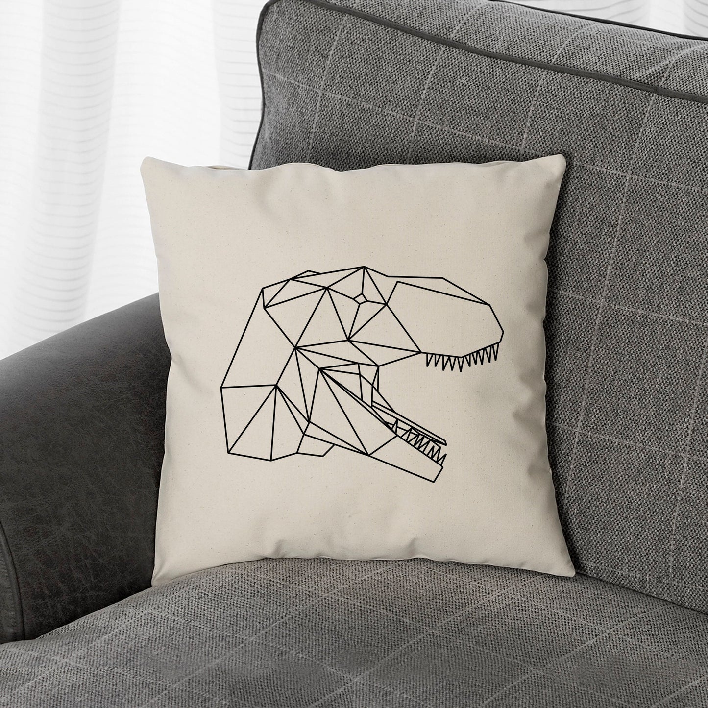 Geometric Dinosaur Pillow - Geometric T-Rex Tyrannosaurus Rex Print Cushion