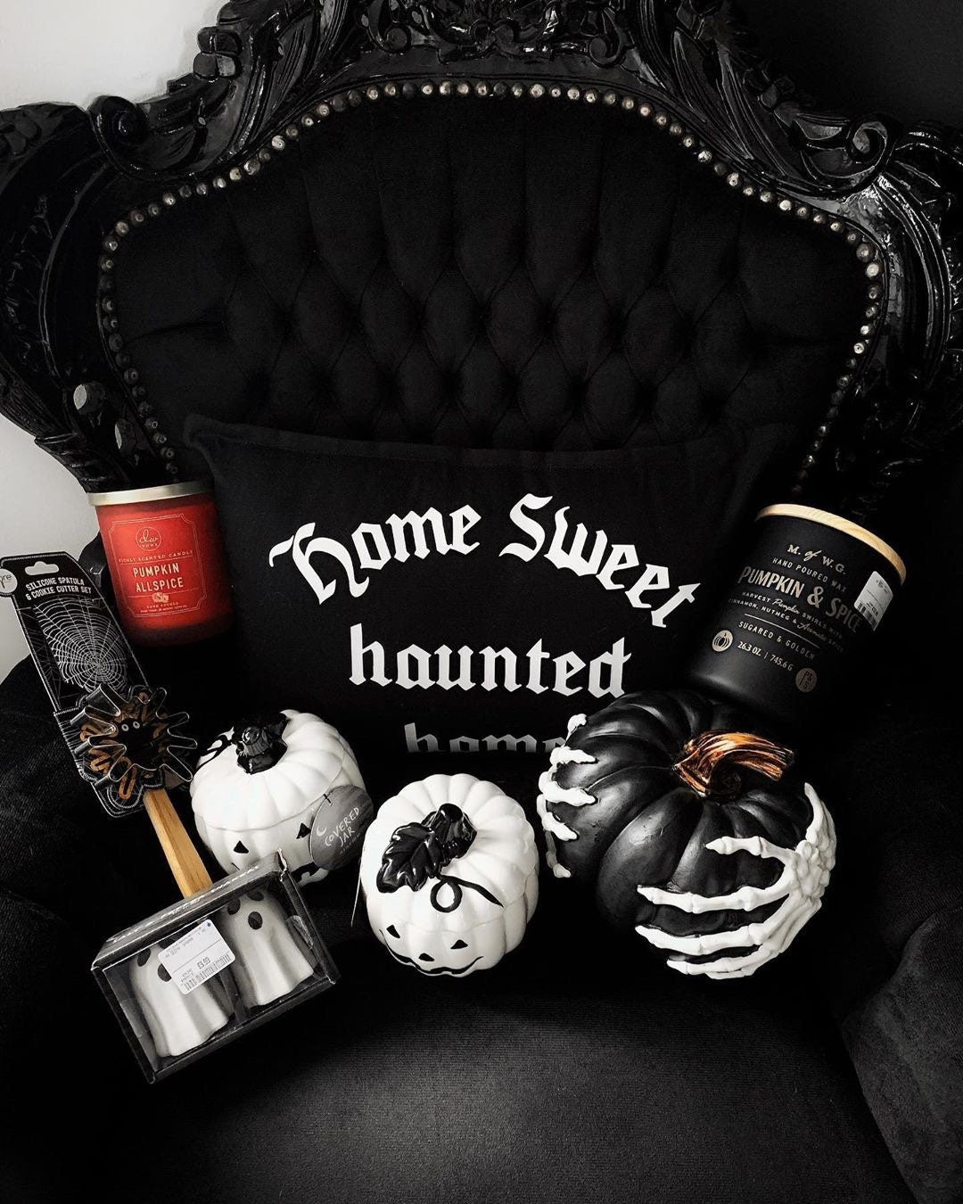 Home Sweet Haunted Home Pillow - Black Gothic Home Decor