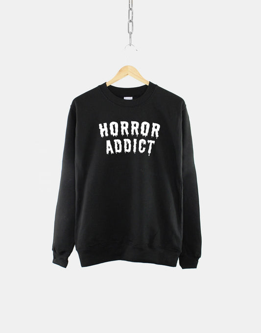 Horror Addict Goth Crew Neck Sweatshirt - Halloween Sweater