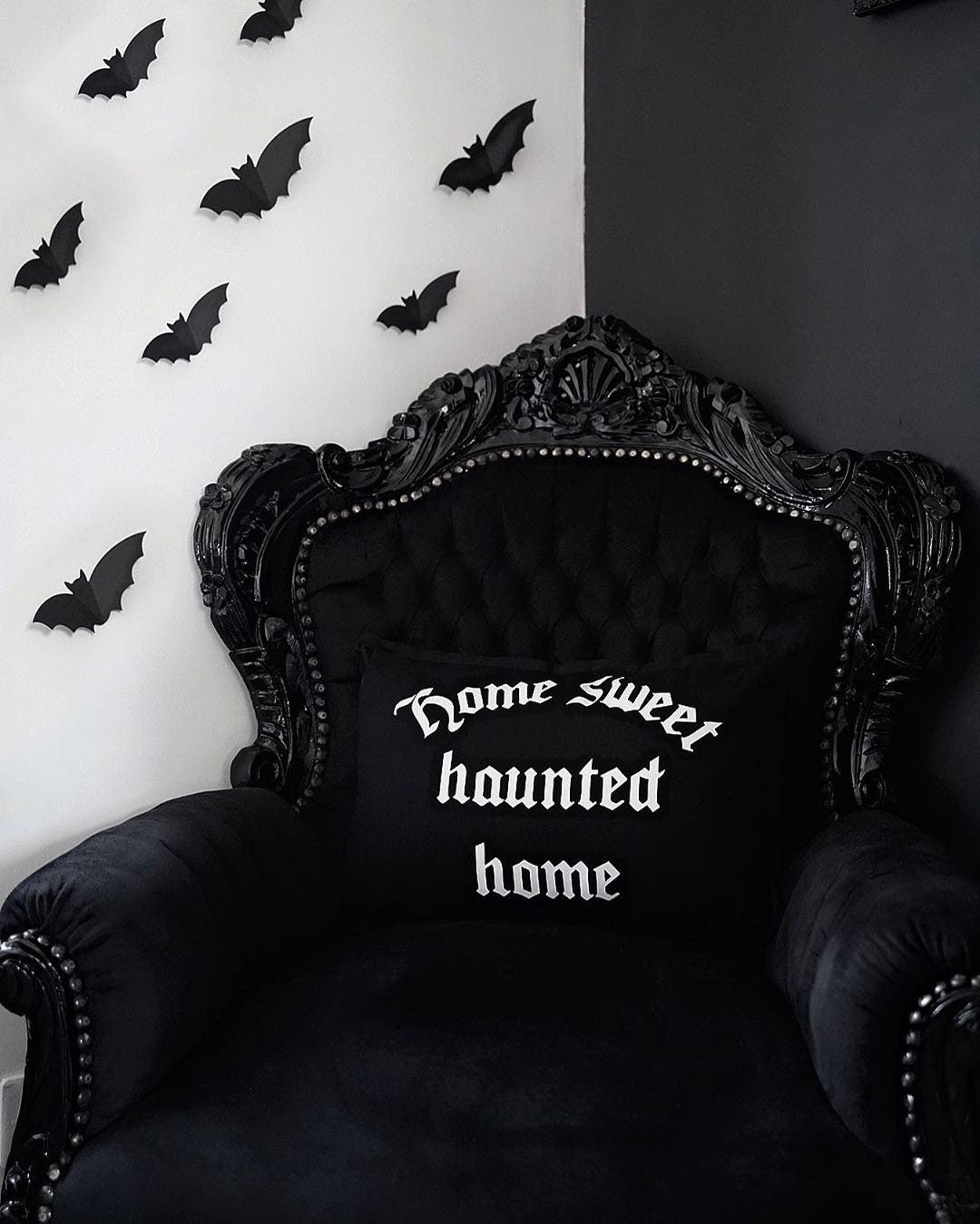 Home Sweet Haunted Home Pillow - Black Gothic Home Decor