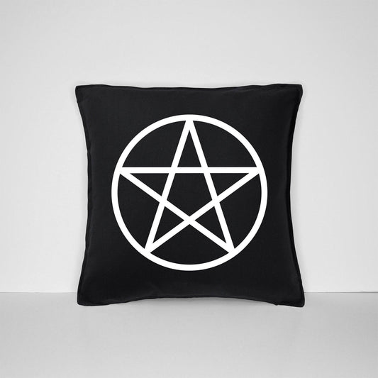 Pentagram Throw Pillow - Black Gothic Home Decor - Satanism Goth Cushion