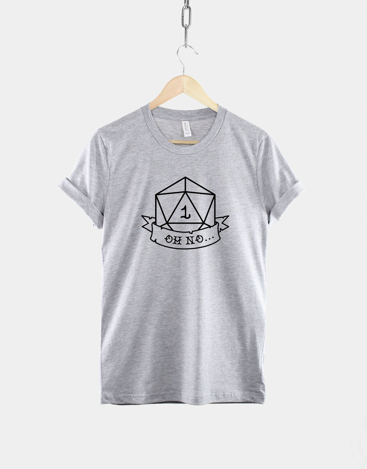 D20 Dice T-Shirt - Dungeons and Dragons Shirt - D and D T-Shirt - D&D Shirts - Rolled A 1 T-Shirt