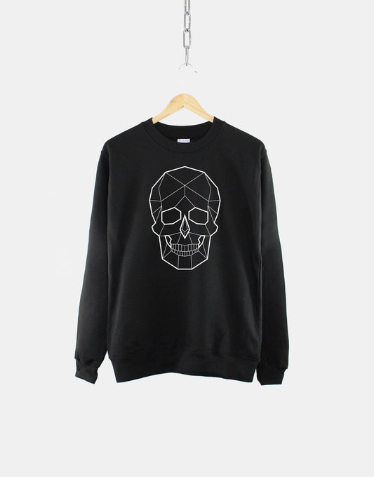 Skull Sweatshirt - Geometric Skull Sweatshirt - Grunge Rock Goth Emo Slouch Sweater