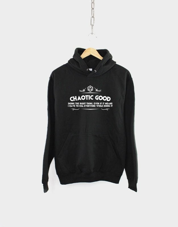 DnD Dungeons And Dragons Inspired Hoodie - Chaotic Good Alignment - RPG Gamer Themed Gift