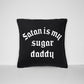 Satan Is My Sugar Daddy Throw Pillow - Satanic Cushion Goth Decor - Black Pillows Gothic Bedding Home Decor