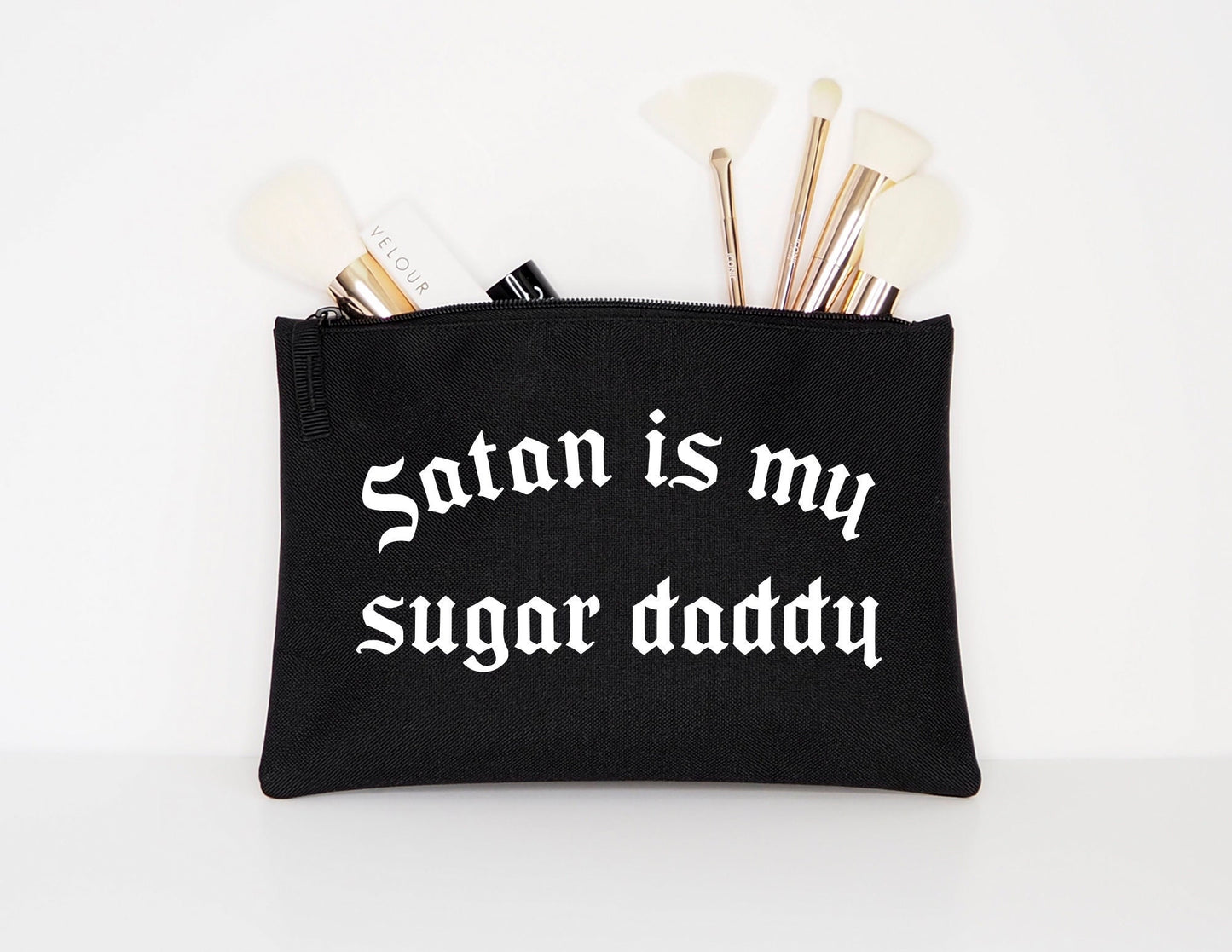 Satan Is My Sugar Daddy - Goth Makeup Cosmetic Accessory Pouch - Black Gothic Makeup Bag