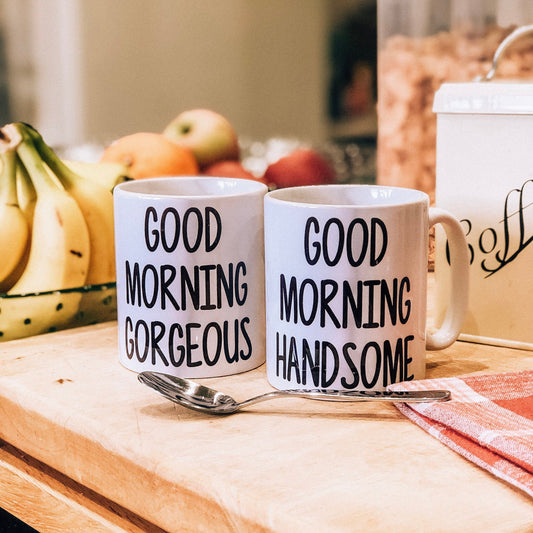Couples Mugs - Couples Mug Set - Anniversary Gift - Valentines Day Mugs - Good Morning Handsome & Gorgeous Mug Set Of 2