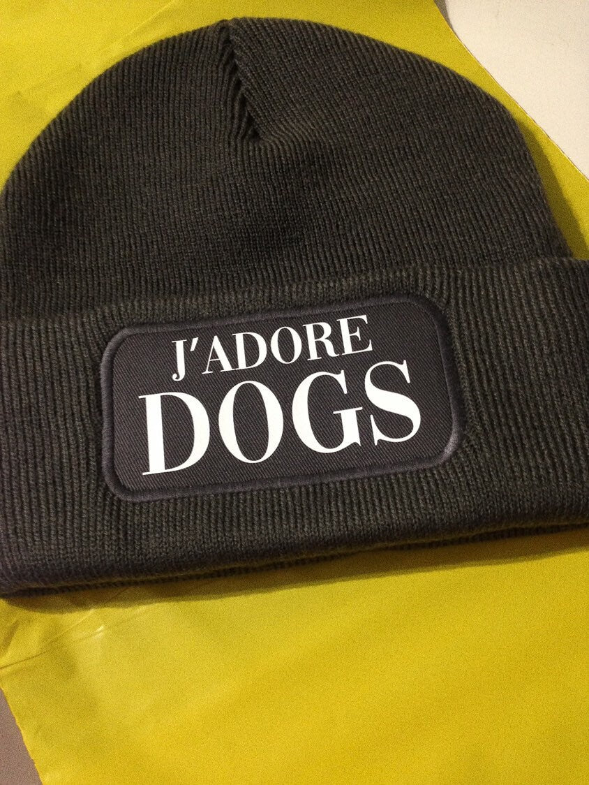 J'adore Dogs - Dog Beanie - I Love Dogs Beanie Hat - Dog Lover Winter Hat - Dog Owner Gift