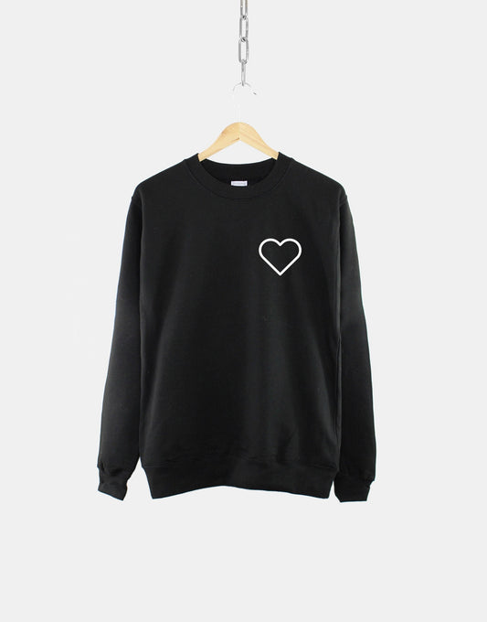 Heart Shape Pocket Print Sweatshirt - Love Shape Womens Fashion Sweater