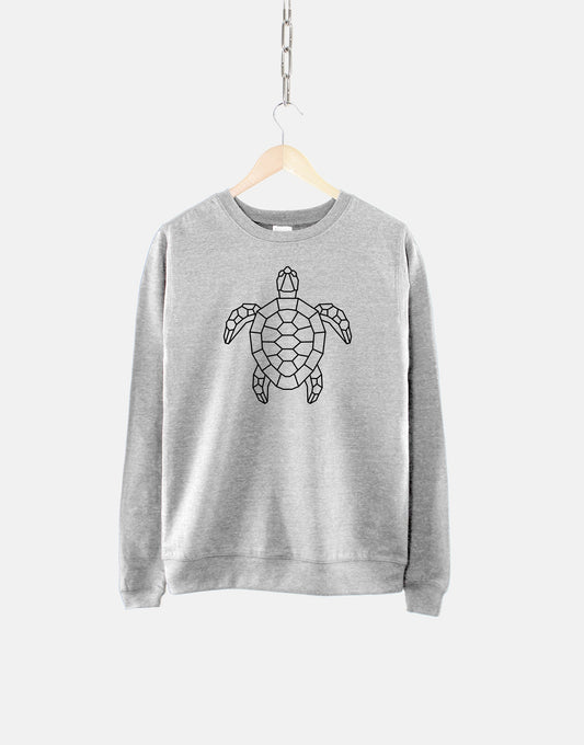 Geometric Sea Turtle Sweatshirt - Geometric Giant Green Sea Turtles Beach Sweater - Marine Biologist Nautical Sea Jumper