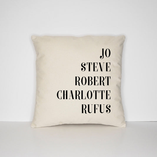 Family Names Throw Pillow - Personalized Name Cushion Covers - Custom Family Cushions