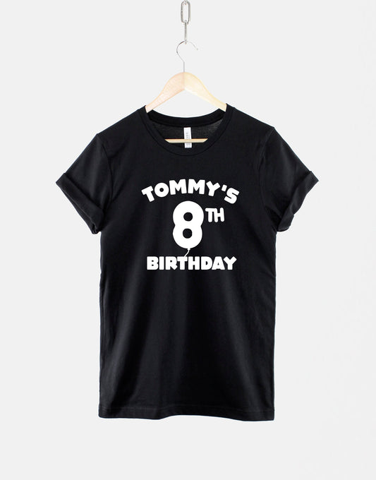 Kids Personalized Birthday Balloon T-Shirt - Childrens Personalised Birthday Party Shirts - Custom Kids TShirt