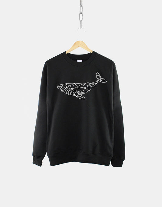 Geometric Whale Sweatshirt - Geometric Humpback Whale Sea Sweater - Nautical Beach Jumper