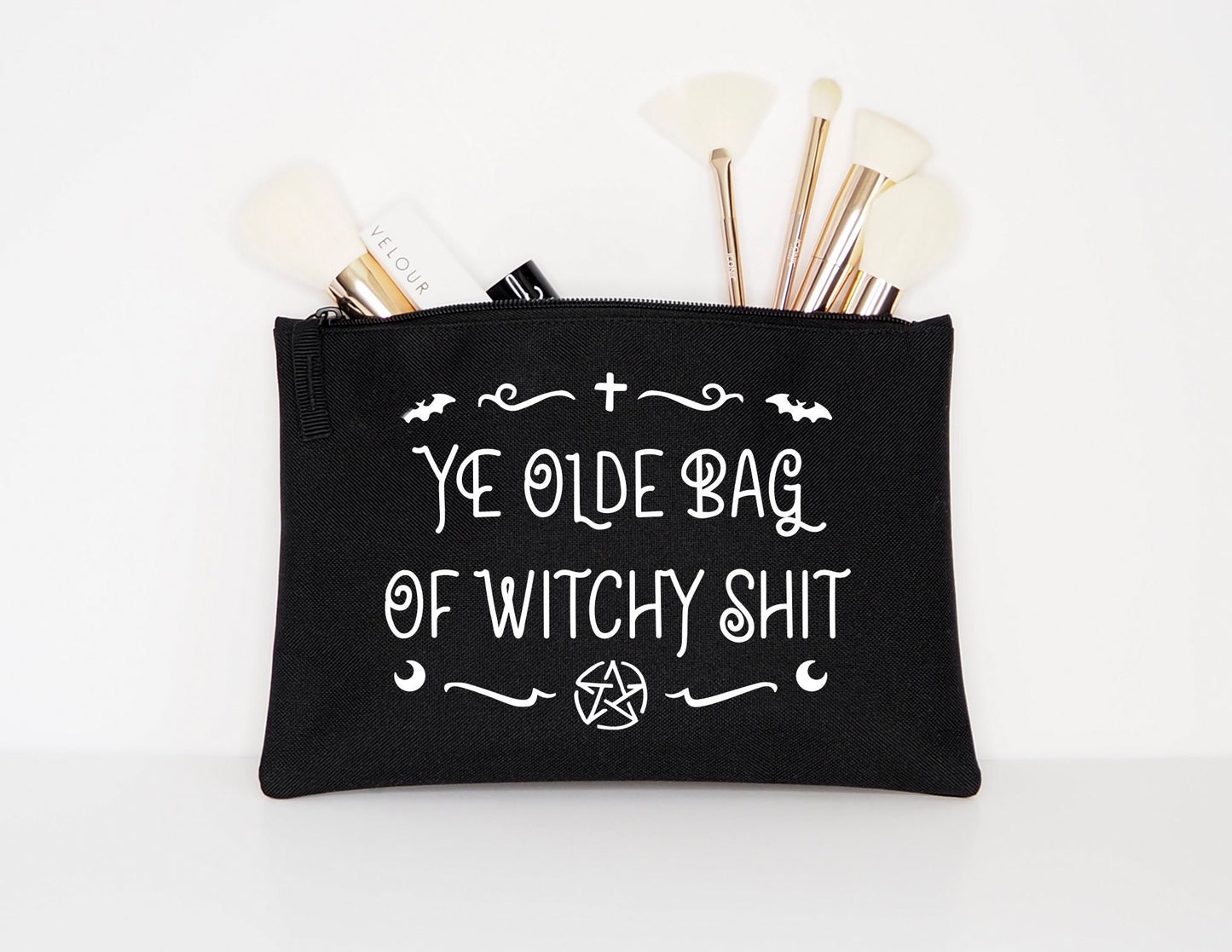 Ye Olde Bag Of Witchy Stuff - Witch Makeup Bag - Witchcraft Bag - Goth Makeup Bag - Black Goth Makeup Pouch