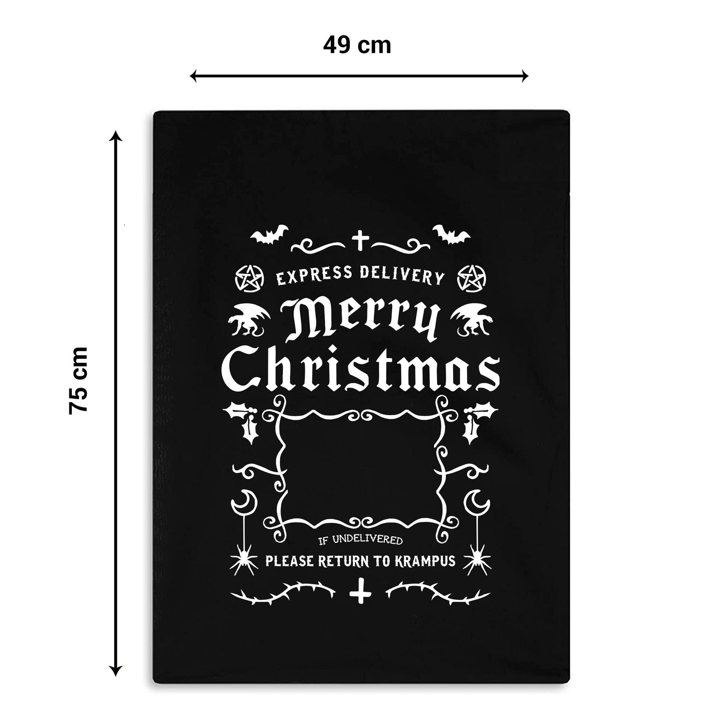 Personalized Goth Christmas Sack - Black Goth Santa Sack - Christmas Stocking Sack For A Goth - Krampus Christmas Bag