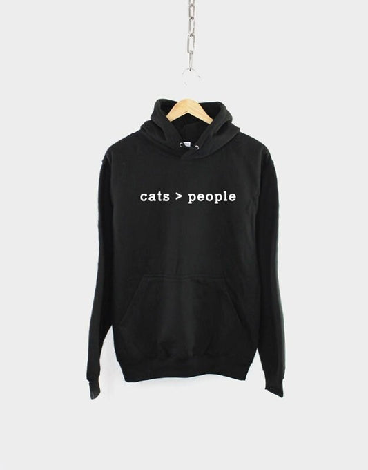 Cat Math Hoodie - Cats > People - Cat Lover Gift - Cats Are Greater Than People - Crazy Cat Lady