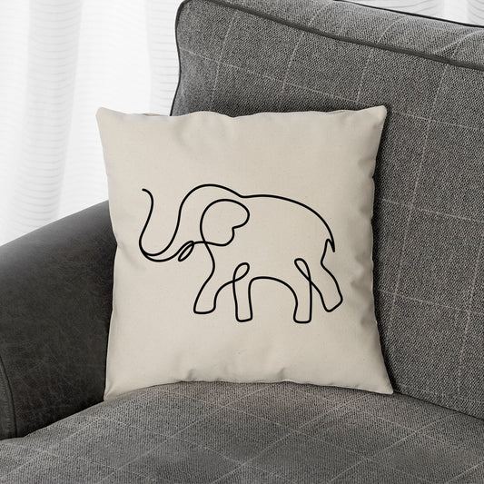 Elephant Throw Cushion - Elephant Themed Home Decor Throw Pillow - Minimal Elephant Scatter Cushions