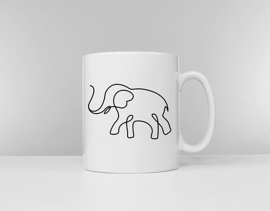 Elephant Mug - Minimal Elephant Print Coffee Mug - Elephant Themed Gifts - Elephants - Elephant Gift