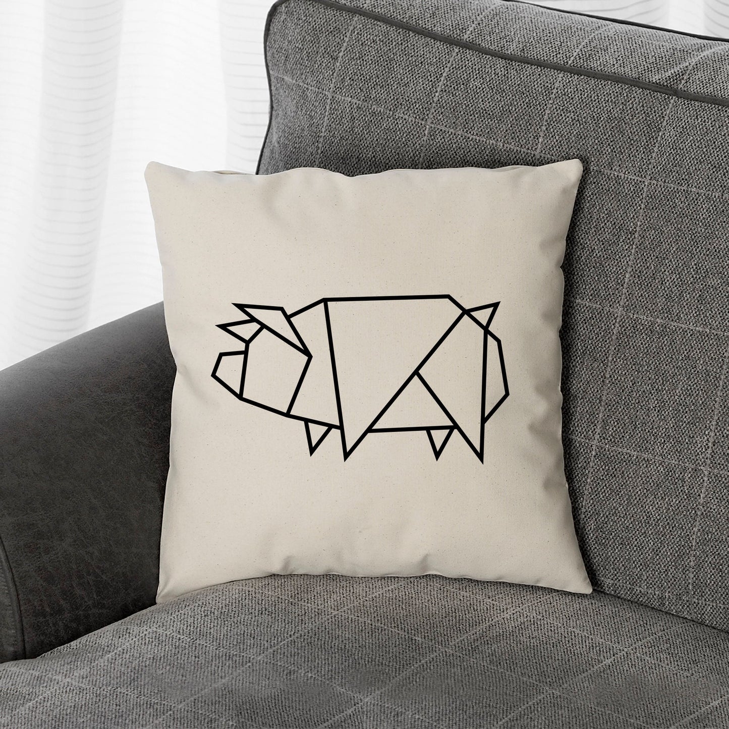 Pig Throw Pillow - Pig Themed Home Decor Throw Cushion - Minimal Pig Scatter Cushions