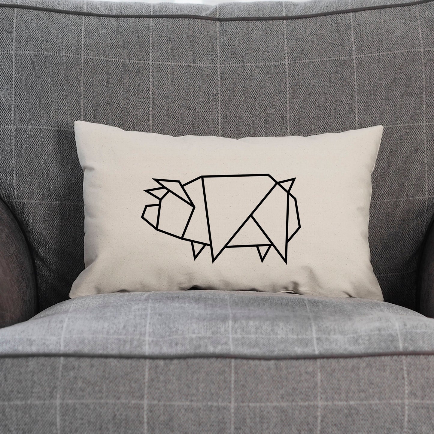 Pig Throw Pillow - Pig Themed Home Decor Throw Cushion - Minimal Pig Scatter Cushions