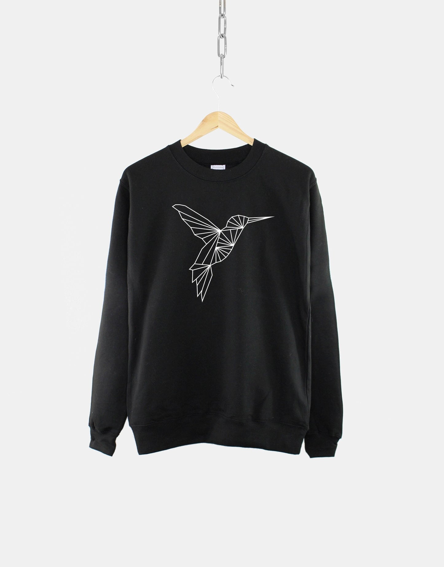 Geometric Hummingbird Sweatshirt - Womens Humming Bird Sweatshirt - Ladies Flying Bird Print Sweater