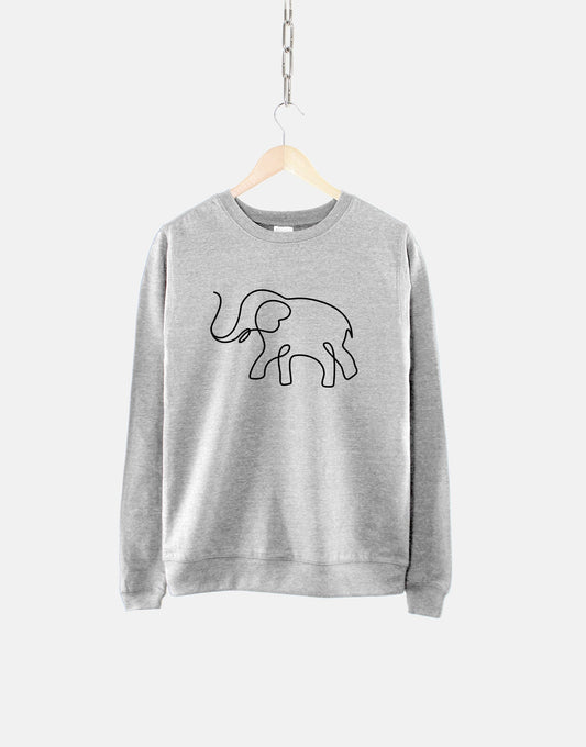 Minimal Elephant Sweatshirt - Womens Elephant Sweater - Simplistic Elephant Sweatshirt