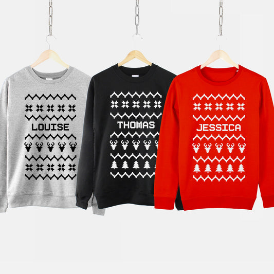 Personalised Christmas Sweaters - Family Christmas Jumpers - Adults and Kids Personalized Christmas Sweatshirts