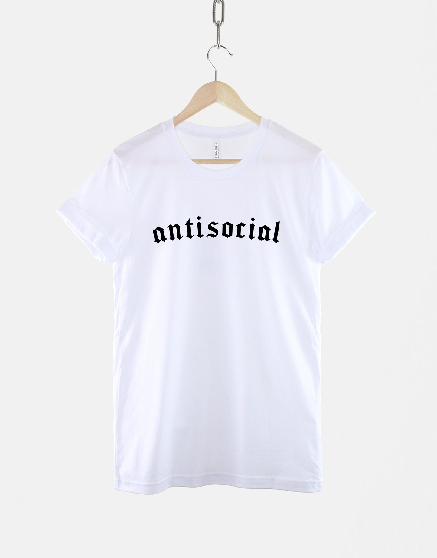 Antisocial T-Shirt - Anti Social Goth Shirt - Black Womens Gothic TShirt - Goth Slogan T Shirt