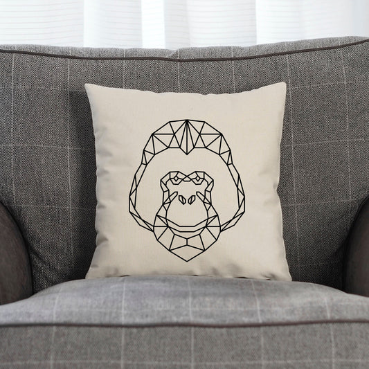 Geometric Orangutan Pillow - Minimal Ape Print Throw Cushion - Orangutan Scatter Pillow