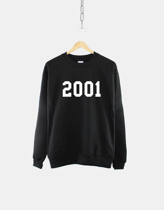 2001 21st Birthday Sweatshirt - Made In Year Numbers Sweater