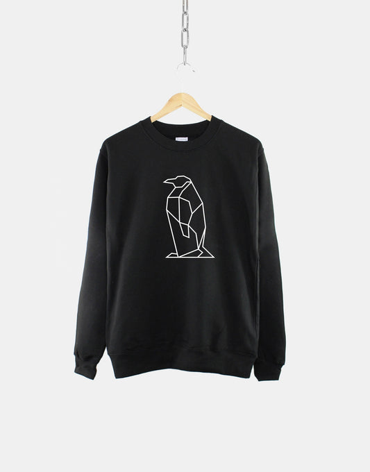 Geometric Penguin Sweatshirt - Womens Penguin Sweater - Emperor Penguin Print Jumper